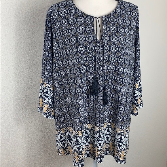 West Kei long sleeve boho abstract printed top - Picture 6 of 8